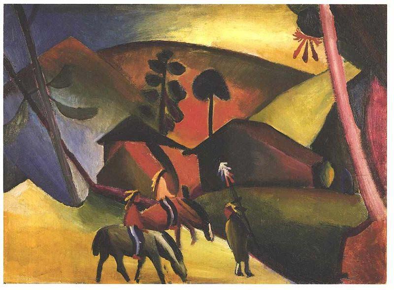 August Macke Native Aericans on horses oil painting image